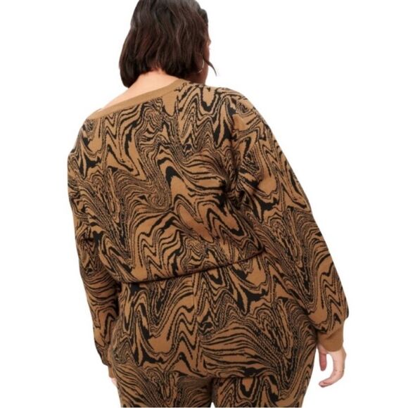 Good American Swirl Intarsia Crop Boxy Sweater NWT
Size 5/6 in Sepia002 - Picture 7 of 15